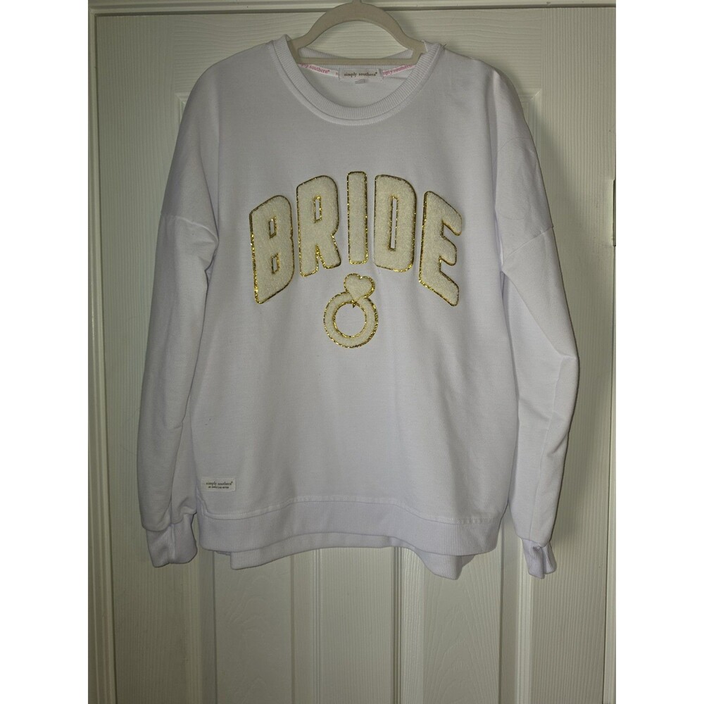 Simply Southern Bride Crewneck Sweatshirt White Size M Wedding Bridal